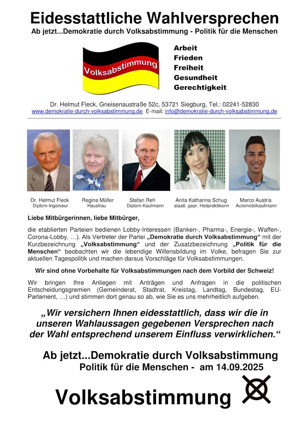 Eidesstattliche Wahlversprechen 1