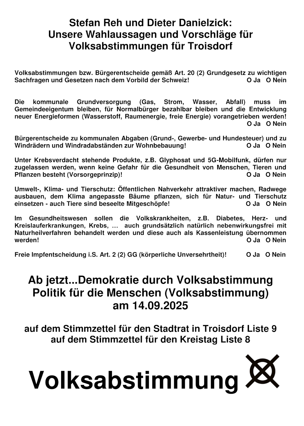 Stefan Reh und Dieter Danielzick   Unsere Wahlaussagen fuer Troisdorf 2